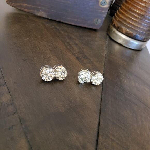 Women's Fashion Faux Druzy Stud Earrings in Gold Tone Warm Champagne - Picture 10 of 10